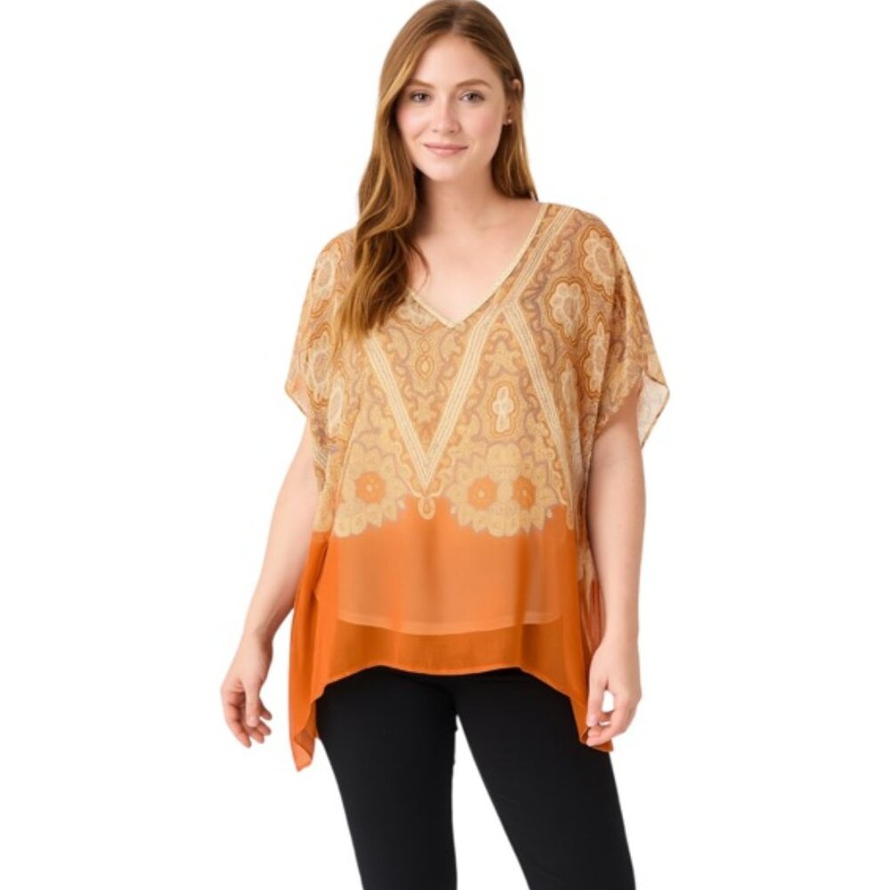 Maeve Anthropologie S Nalina Chiffon Popover Drape Blouse With Inner Tank Liner